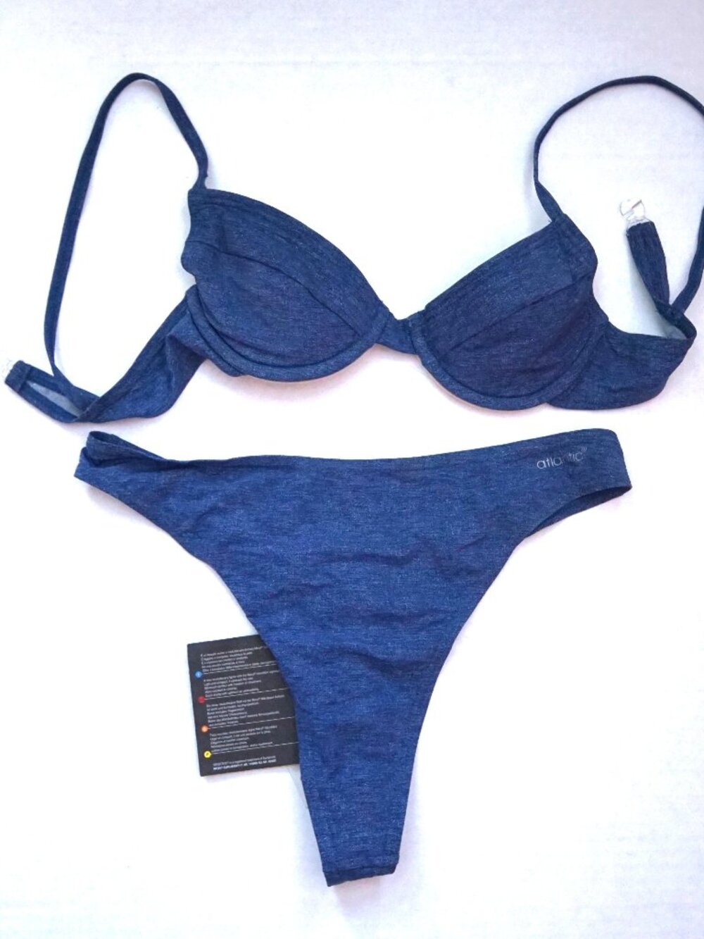 New Vintage Thong Bikini Two-Piece Swimwear Atlantic Poland Blue Jeans